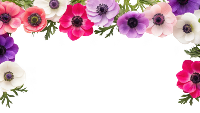  colorful anemone flowers isolated on transparent background - Powered by Adobe