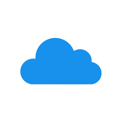 Solid blue cloud vector minimal style on white background no text