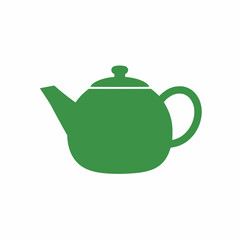 Solid green teapot vector minimal style on white background no text