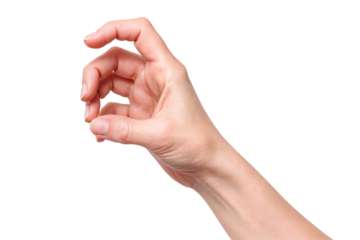 Elegant female hand gesture on a transparent background.