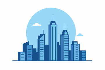 Obraz premium Modern Cityscape Illustration with Blue Buildings.