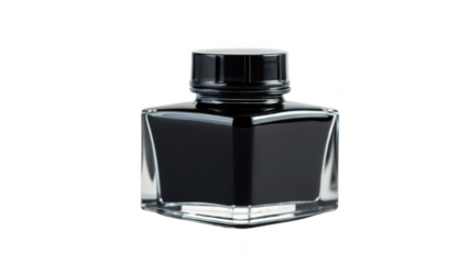  black ink bottle isolated on transparent background