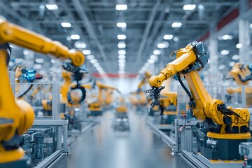 Fototapeta premium Shipbuilding Factory, Robots, Automation, Innovation