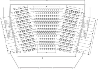 2D Seating Layout Plan of Large Auditorium with Entrance Door Vector