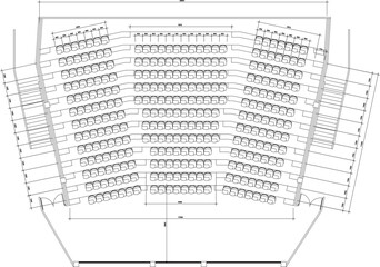2D Seating Layout Plan of Large Auditorium with Entrance Door Vector