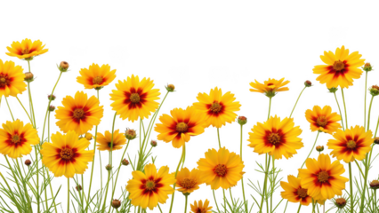 yellow coreopsis flowers isolated on transparent background