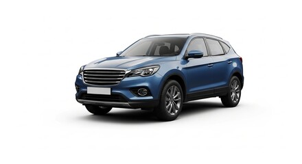 Blue crossover car isolated on white background with a modern and sleek design