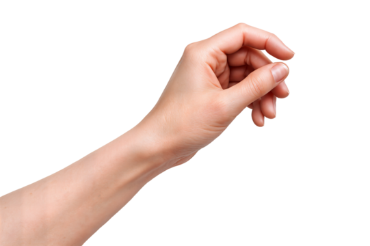 A close-up of a human hand reaching out gracefully against a clean background.