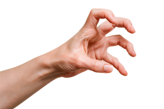 A close-up of a human hand in a claw-like gesture, showcasing detailed fingers.