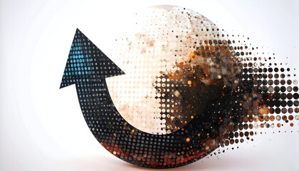 Abstract Digital Arrow Growth Concept Over Vibrant Grunge Background