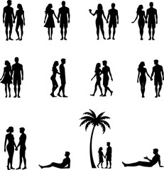 Fototapeta premium Romantic Couple Silhouettes at the Summer Beach
