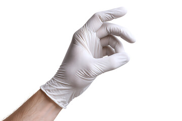 A gloved hand making an 'OK' gesture against a clean background.
