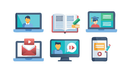 Online education courses and e learning resources for students and remote digital learning platform