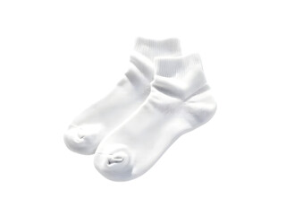 air of rolled-up white ankle socks, clean and simple design, isolated on white background