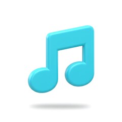 Blue 3D double music note icon