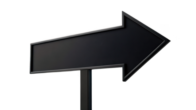 black arrow sign isolated on transparent background