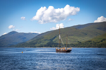 boat on loch linnhe, fort william, highlands, scotland, uk, loch, 
