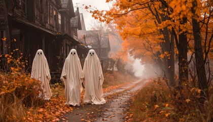 image of three ghostly figures dressed in white sheets