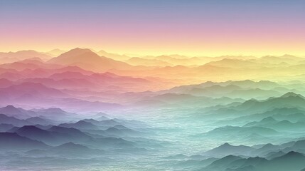 Pastel mountainscape with soft color gradients