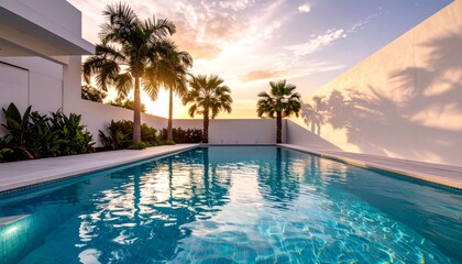 Obraz premium swimming pool at luxury hotel, afternoon