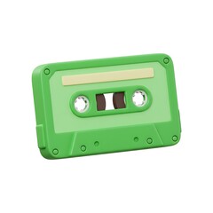 Obraz premium Vintage cassette tape green 3D icon