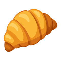 Golden brown croissant pastry isolated on white background