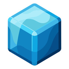 Blue ice cube isolated on white background