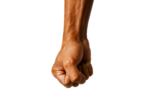 A close-up of a clenched fist, symbolizing strength and determination.