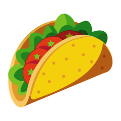 A delicious taco with fresh ingredients isolated on white background