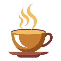 Hot cup of coffee with steam isolated on white background