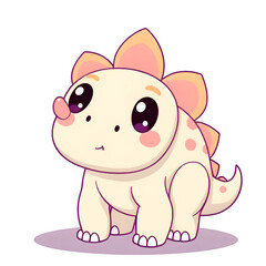 Cute cartoon Stegosaurus big eyes pastel colors