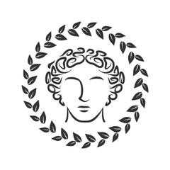 Iconic Portrait of a Woman Surrounded by a Laurel Wreath - Timeless Beauty in Conceptual Art