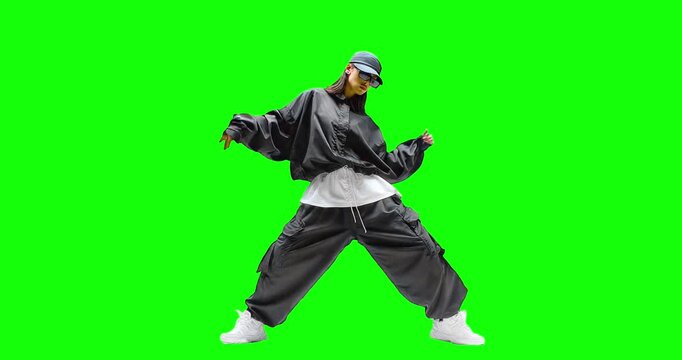 Hip-hop dancer girl, loop animation gif 