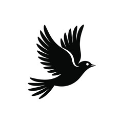 Obraz premium Black silhouette of a bird in flight with wings spread on white background flying Vector illustration of