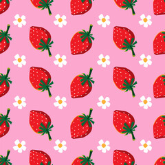 hand drawn seamless patttern with strawberry 