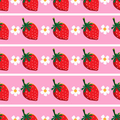hand drawn seamless patttern with strawberry 