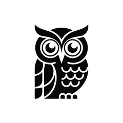 Black silhouette of a stylized owl on a white background Keywords: owl, bird, Vector illustration of