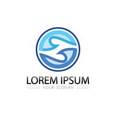 Dynamic water flow logo design with abstract wave motion for modern company identity