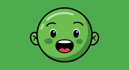 Fototapeta premium Cartoon Green Pea Character with Happy Expression.
