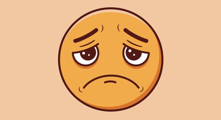 Fototapeta premium Sad Emoji with Depressed Expression and Features.