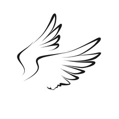 Elegant Wings Illustration Graceful Angelic Design, Soaring High with Detailed Lines