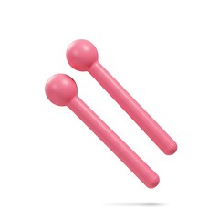 Pink 3D drumsticks icon