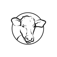Cow Face Logo  Embracing Farm Life with a Simple Dairy Icon with Clean Lines