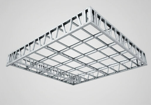 Modern modular ceiling grid system with white metal framework and clean lines - Powered by Adobe