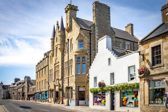 street in the city centre of kirkwall, orkney islands, orkneys, scotland, medieval, uk, mainland