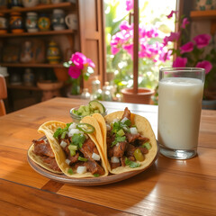 Snack tradicional mexicano en cocina r&uacute;stica