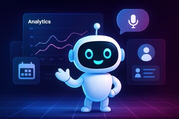 Cute AI Chatbot Robot with Analytics Dashboard, Voice Command, and Calendar Integration
