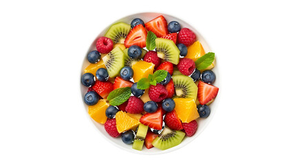 Fresh Fruit Salad Bowl isolated on a transparent background