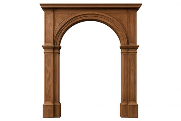 Classic wooden arch with transparent background, perfect for architectural visualization or design projects