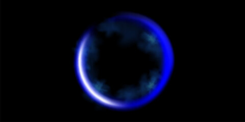 Abstract light neon background. luminous circle. Luminous spiral cover. Wake wave, fire path trail line and swirl effect curve. Food isolated. space tunnel. Ellipse shimmery color. Blue shiny glitter.